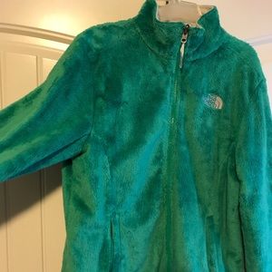 Green Fuzzy North Face Jacket